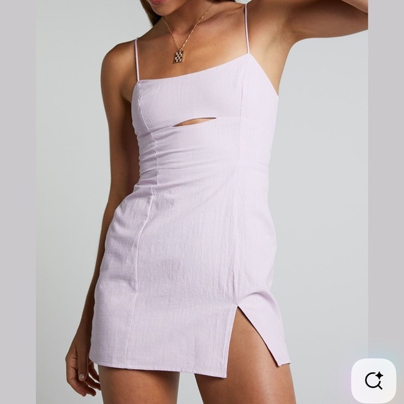 NWT SHOWPO Nerissa Mini Dress Cut Out Side Split Dress in Lilac Purple - Picture 1 of 5